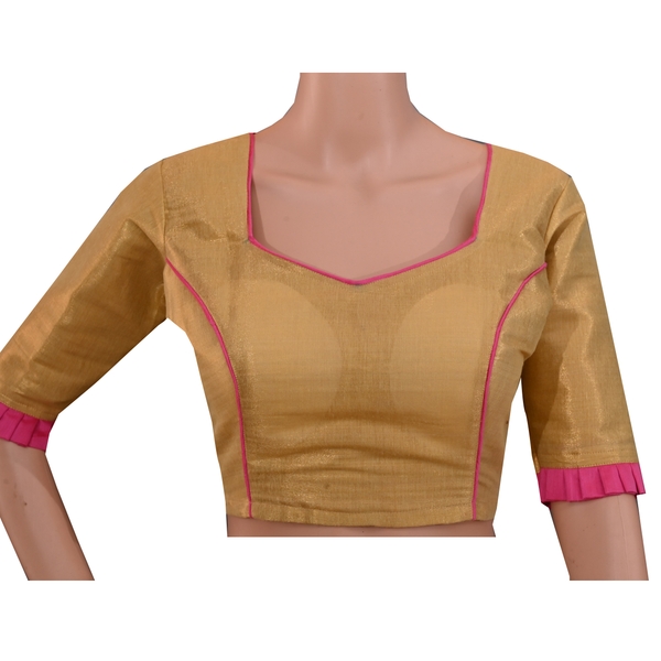 Ethnic Golden Saree Blouse thumbnail 1