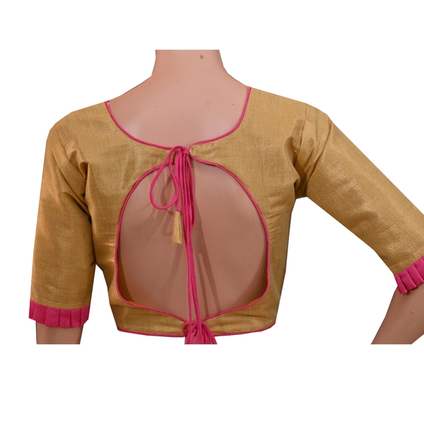 Ethnic Golden Saree Blouse thumbnail 2