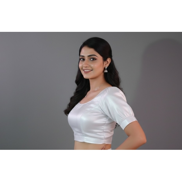 White Tissue Ready To Wear Blouse - image 3