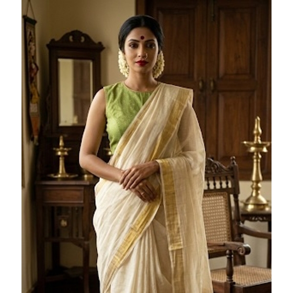 Sleeveless Green Zari Dot Blouse - image 3