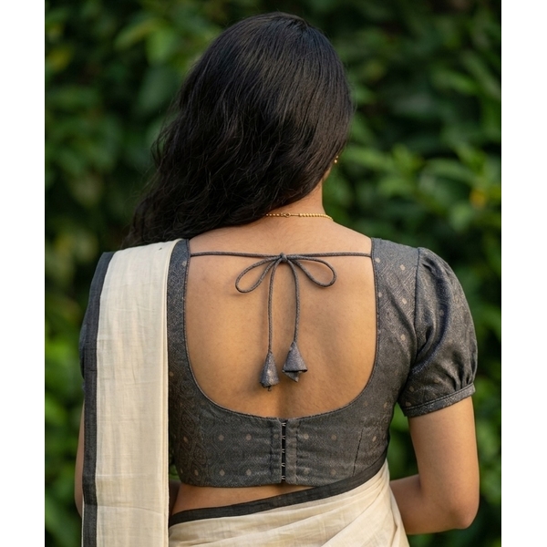 Grey Zari Dot Princess Cut Blouse - image 2