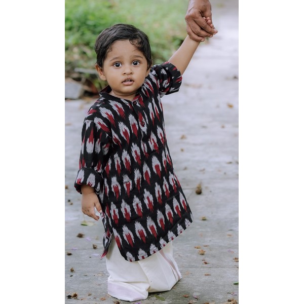 Woven Ikat Boys Kurta - image 1