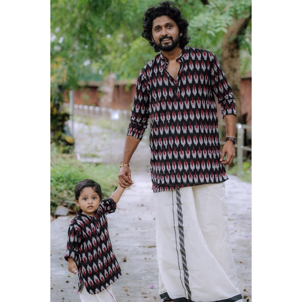Woven Ikat Boys Kurta thumbnail 3