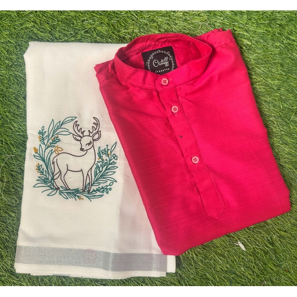 Bambi Deer Embroidered Kurta Dothi Set thumbnail 3