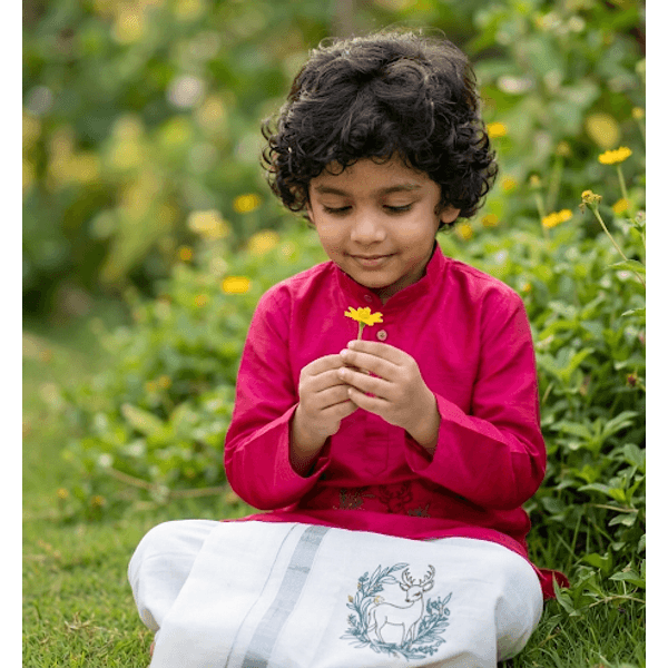 Bambi Deer Embroidered Kurta Dothi Set thumbnail 1