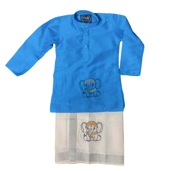 Boys Kurta Dothi Set With Embroidery - image 2