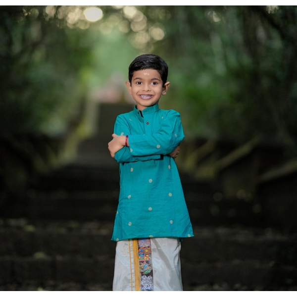 Turquoise Blue Kurta For Boys - image 4