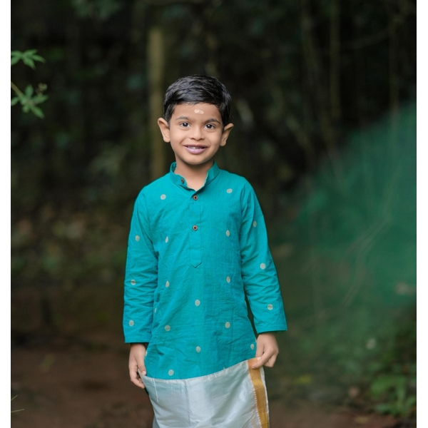 Turquoise Blue Kurta For Boys - image 2