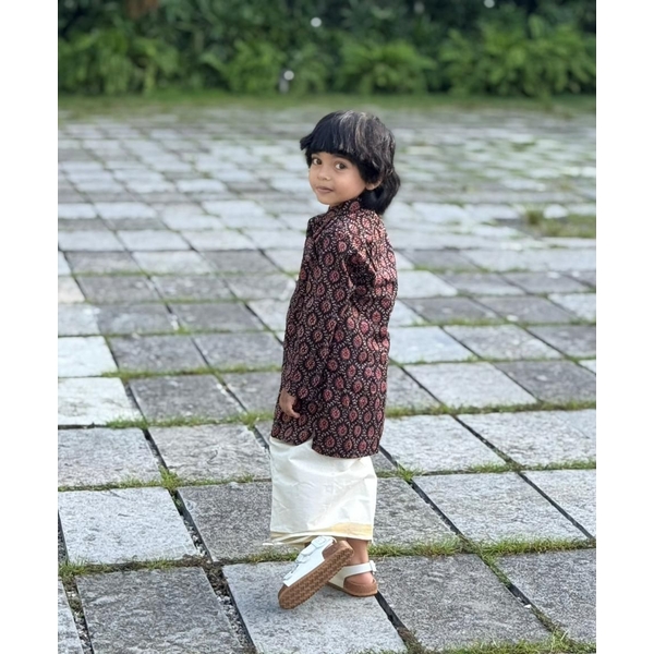 Ajrak Cotton Kurta For Boys - image 5