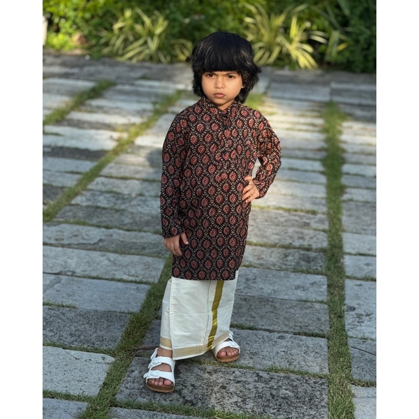 Ajrak Cotton Kurta For Boys - image 4