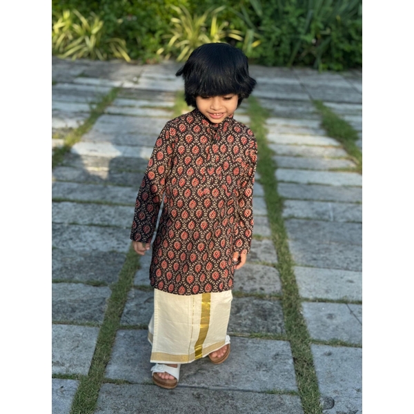 Ajrak Cotton Kurta For Boys - image 2