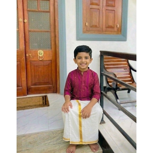Ethnic Purple Woven Stripes Kurta For Boys - image 3
