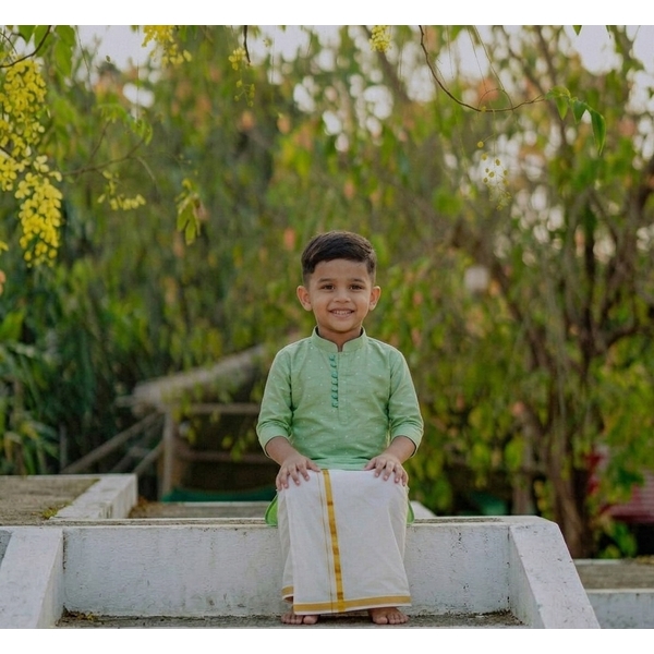 Light Green Textured Traditional Kurta for Boys - image 4