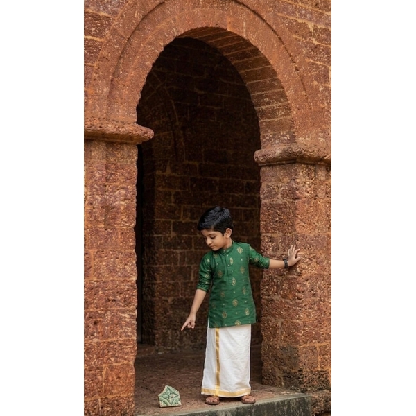 Emerald Green Ethnic Kurta For Boys - image 2