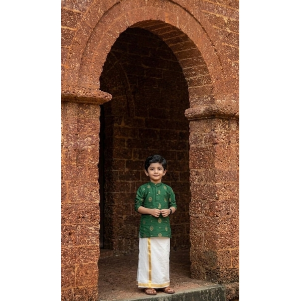 Emerald Green Ethnic Kurta For Boys