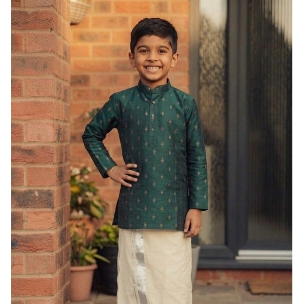 Green Festive Kurta For Boy