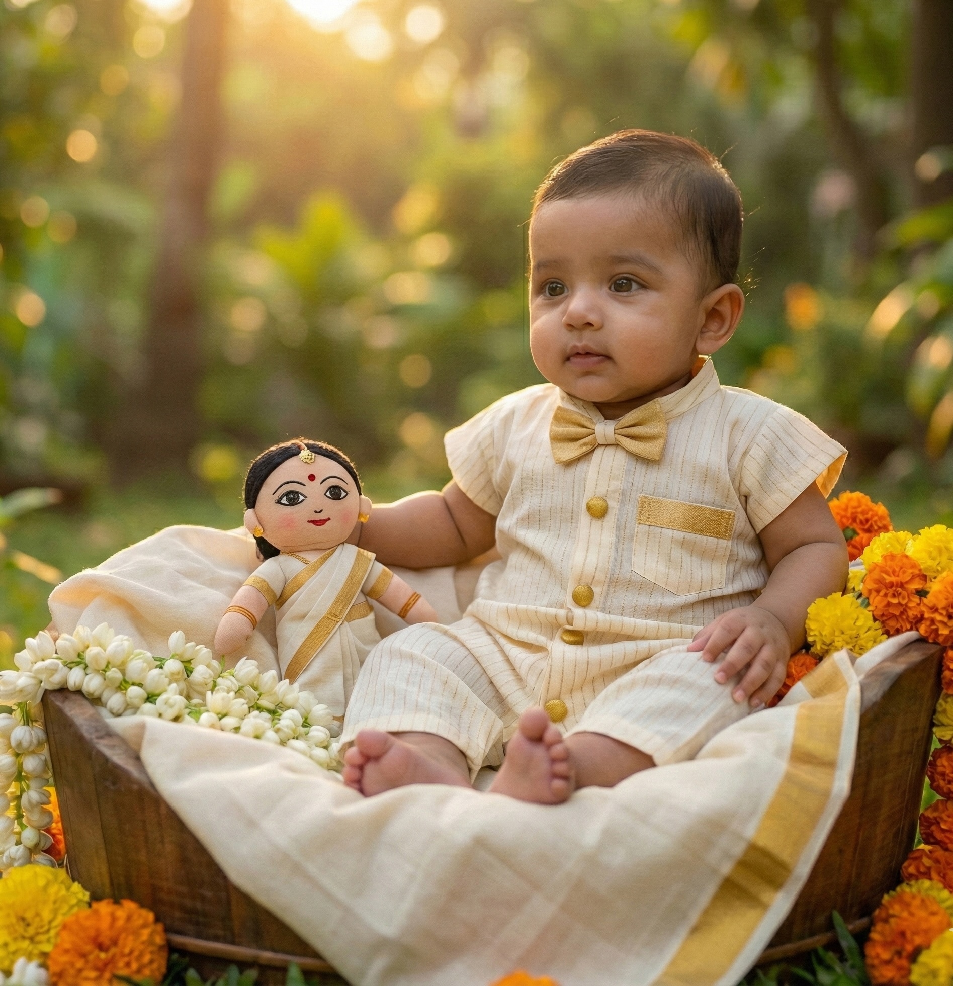 Baptism Onesie in Kasavu Cotton