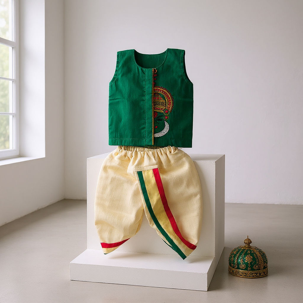 Noolkettu Special Baby Boy Outfit – Kurta Dhoti with Kathakali