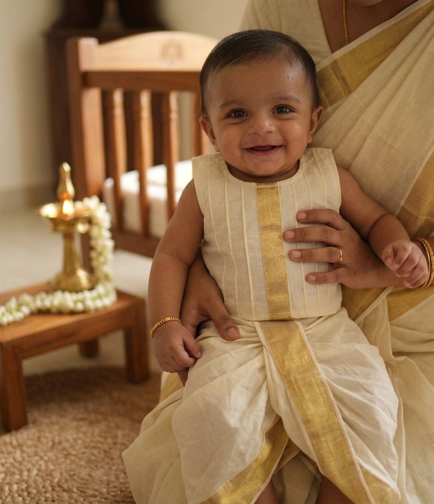 Noolkettu Kasavu Boys Dress (Ready to Ship)