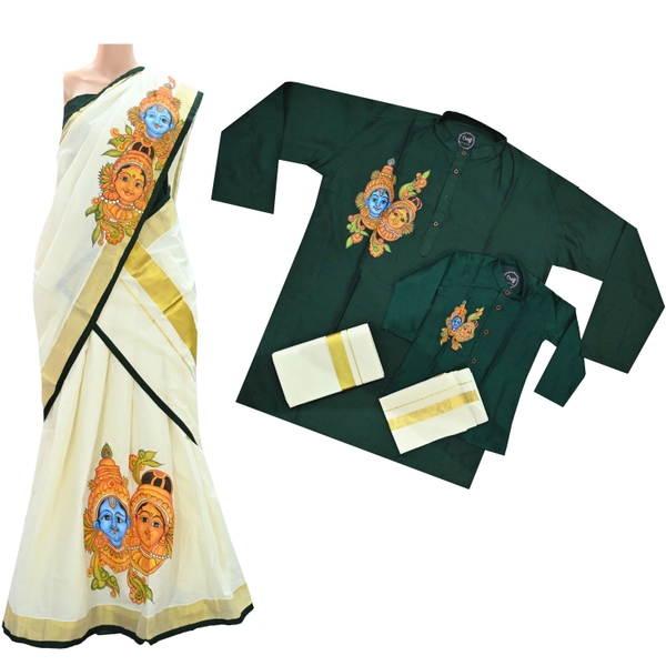 Family Matching Outfits For Noolukettu Ceremony thumbnail 1