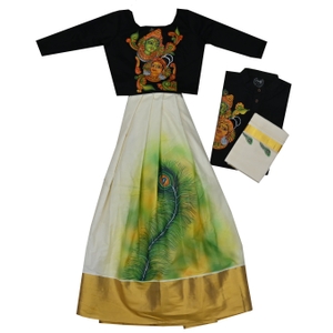 Radhe Krishna Mural Painted Couple Outfits