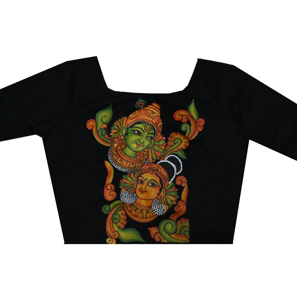 Radhe Krishna Mural Painted Couple Outfits thumbnail 3