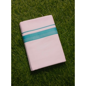 Pure white Teal Border Dhoti