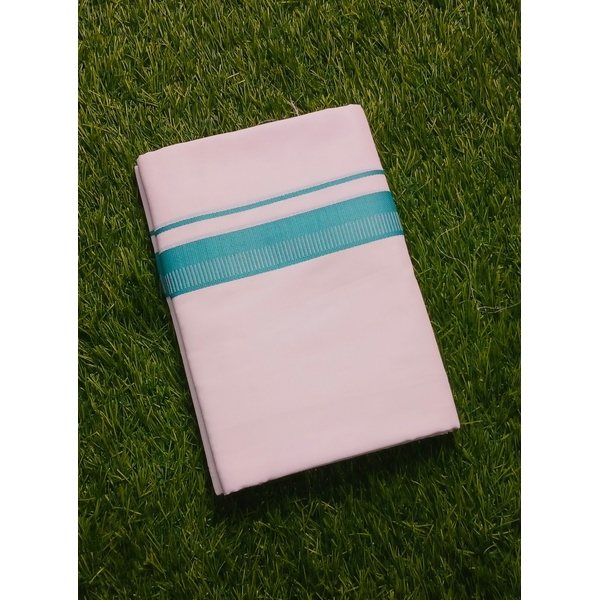 Pure white Teal Border Dhoti - image 1