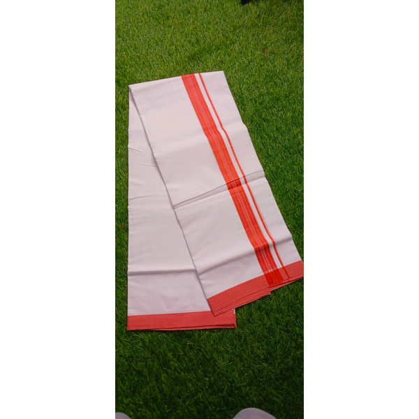Pure white Red Border Dhoti - image 2