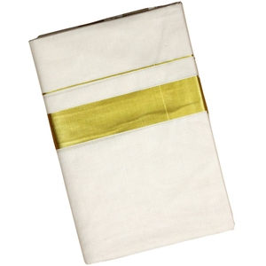 Mens Premium Cream Dhoti With Golden Kara