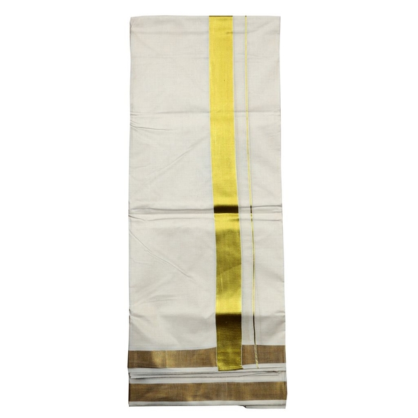 Mens Premium Cream Dhoti With Golden Kara thumbnail 2
