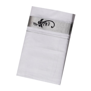 Silver Border Mundu With Ganesha Painting