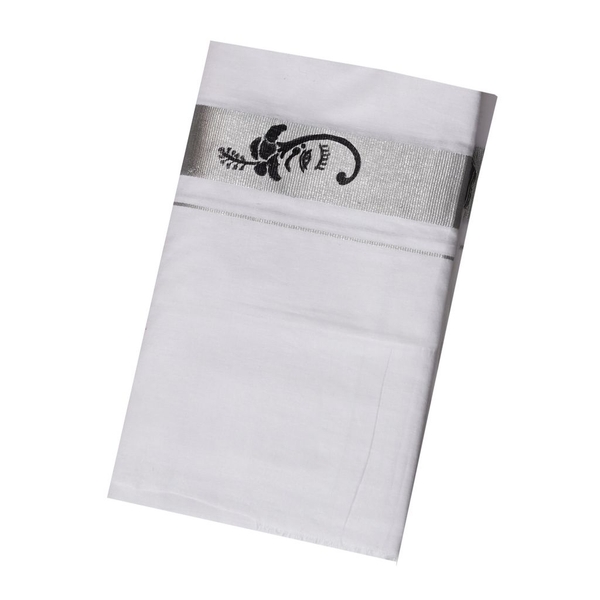 Silver Border Mundu With Ganesha Painting thumbnail 1