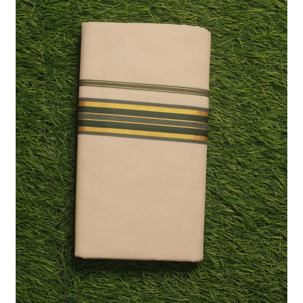 Green and Golden Border Double Dhoti thumbnail 1