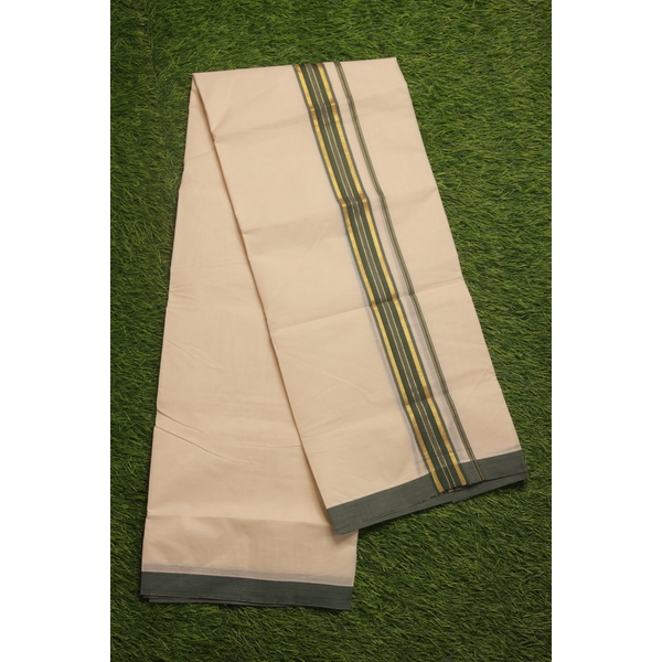 Green and Golden Border Double Dhoti - image 2