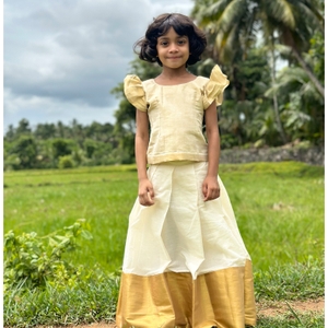 Kasavu Top and Blouse Pattupavada