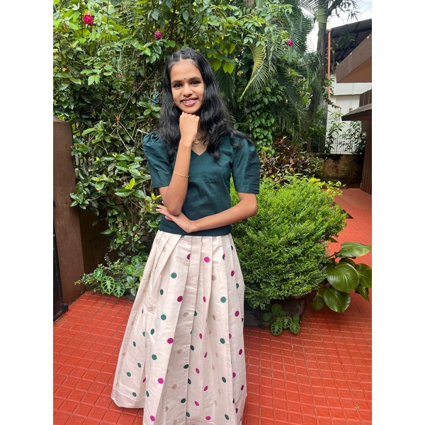 Kasavu Polka Pattu Pavada Set - image 2