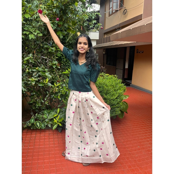 Kasavu Polka Pattu Pavada Set - image 1