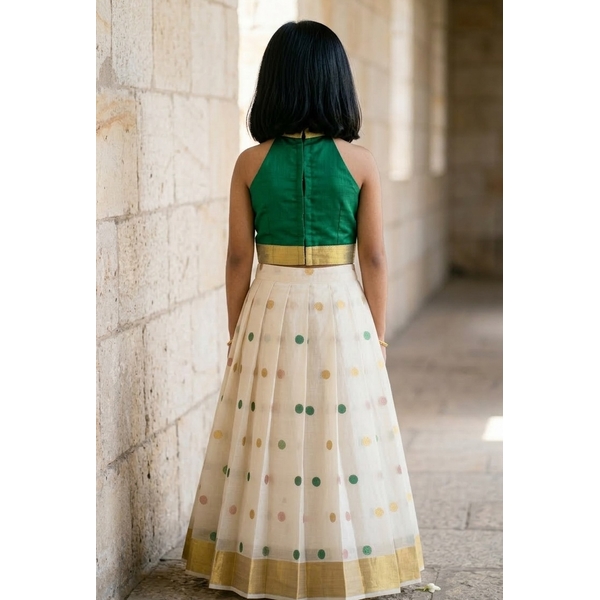 Halter Neck Kasavu Pattupavada thumbnail 2