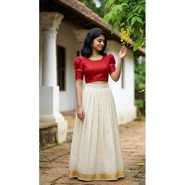 knee length dresses for ladies Kerala Peacock Cotton Pattupavada Stitched or Material,Traditional Gir –  Indian Spices and Handicrafts Online