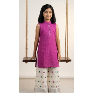 Kasavu Kurti Palazzo Set For Kids