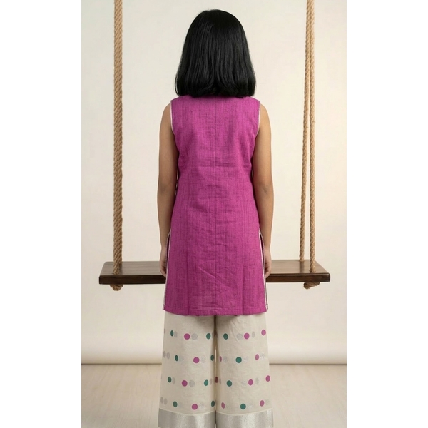 Kasavu Kurti Palazzo Set For Kids thumbnail 3
