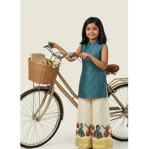 Kasavu Kurti Palazzo Set For Kids