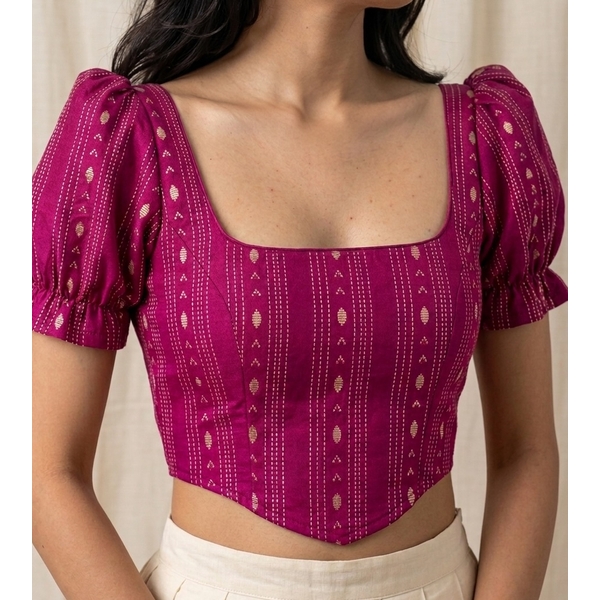 Elegant Kasavu Pattu Pavada With Corset Blouse thumbnail 2