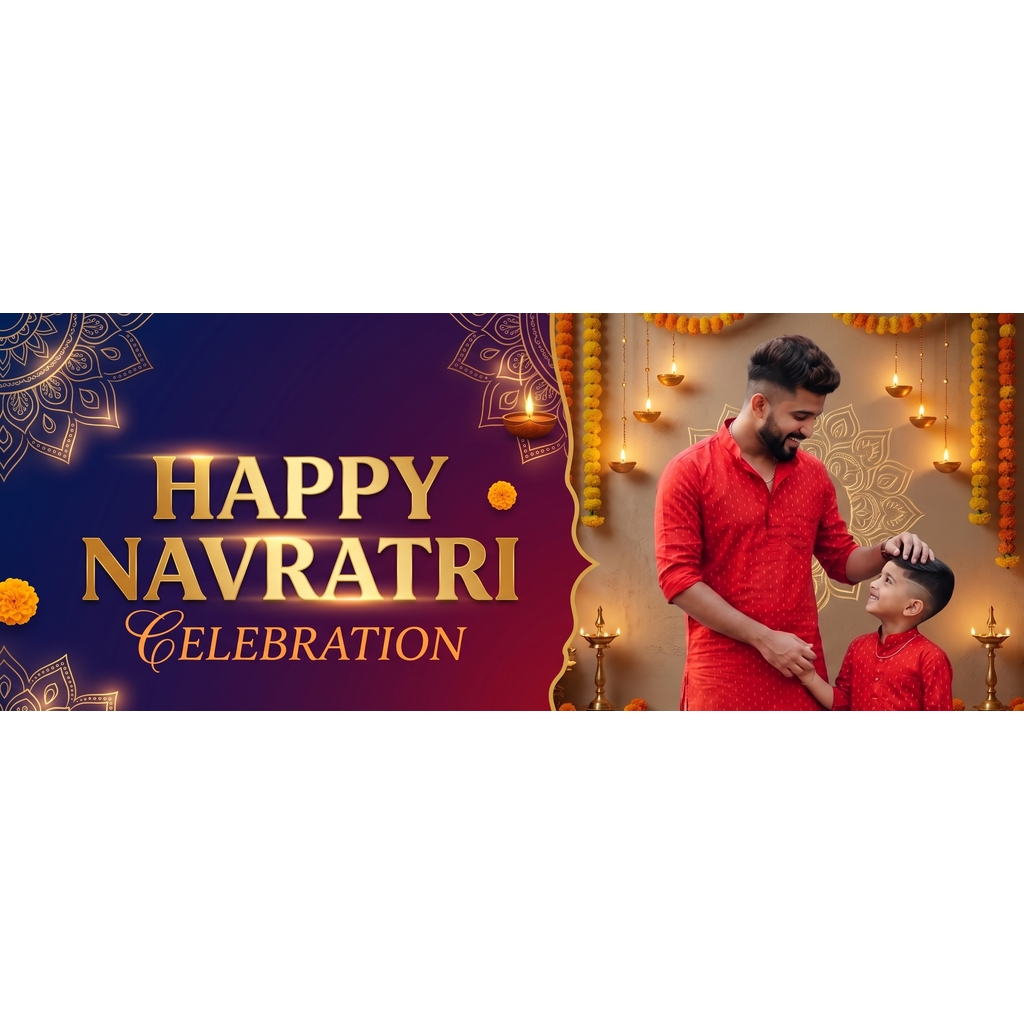Festive orange kurta for men for a father-son Navratri outfit
