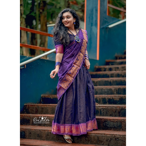Madurai Sungudi Cotton Half Saree Material thumbnail 2