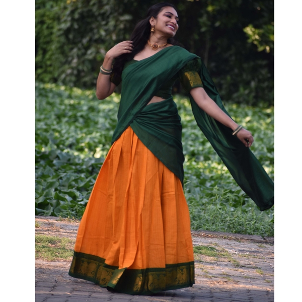 Madurai Sungudi Cotton Half Saree Material - image 3