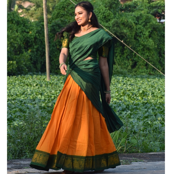 Madurai Sungudi Cotton Half Saree Material - image 4