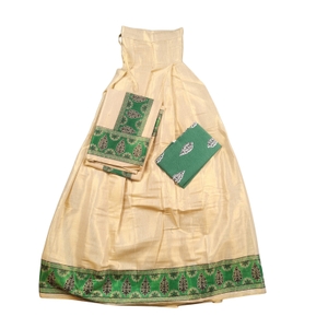 Semi Stitched Tissue Printed Davani Set
