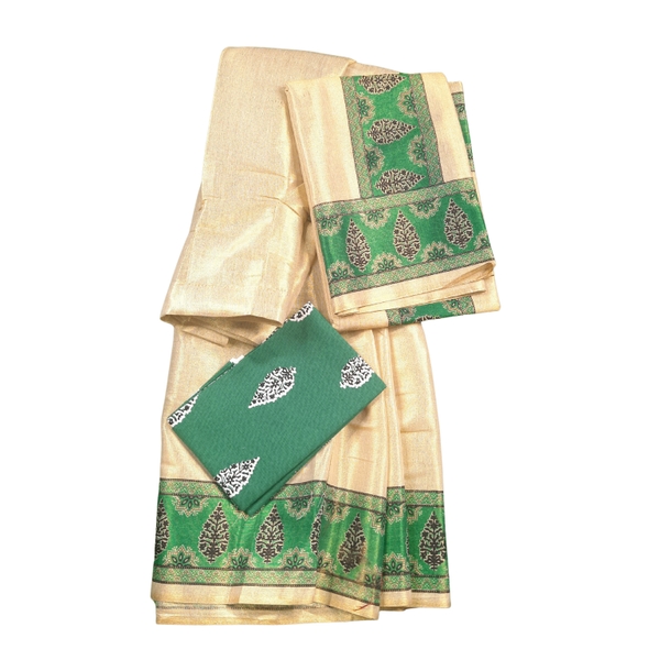 Semi Stitched Tissue Printed Davani Set - image 2